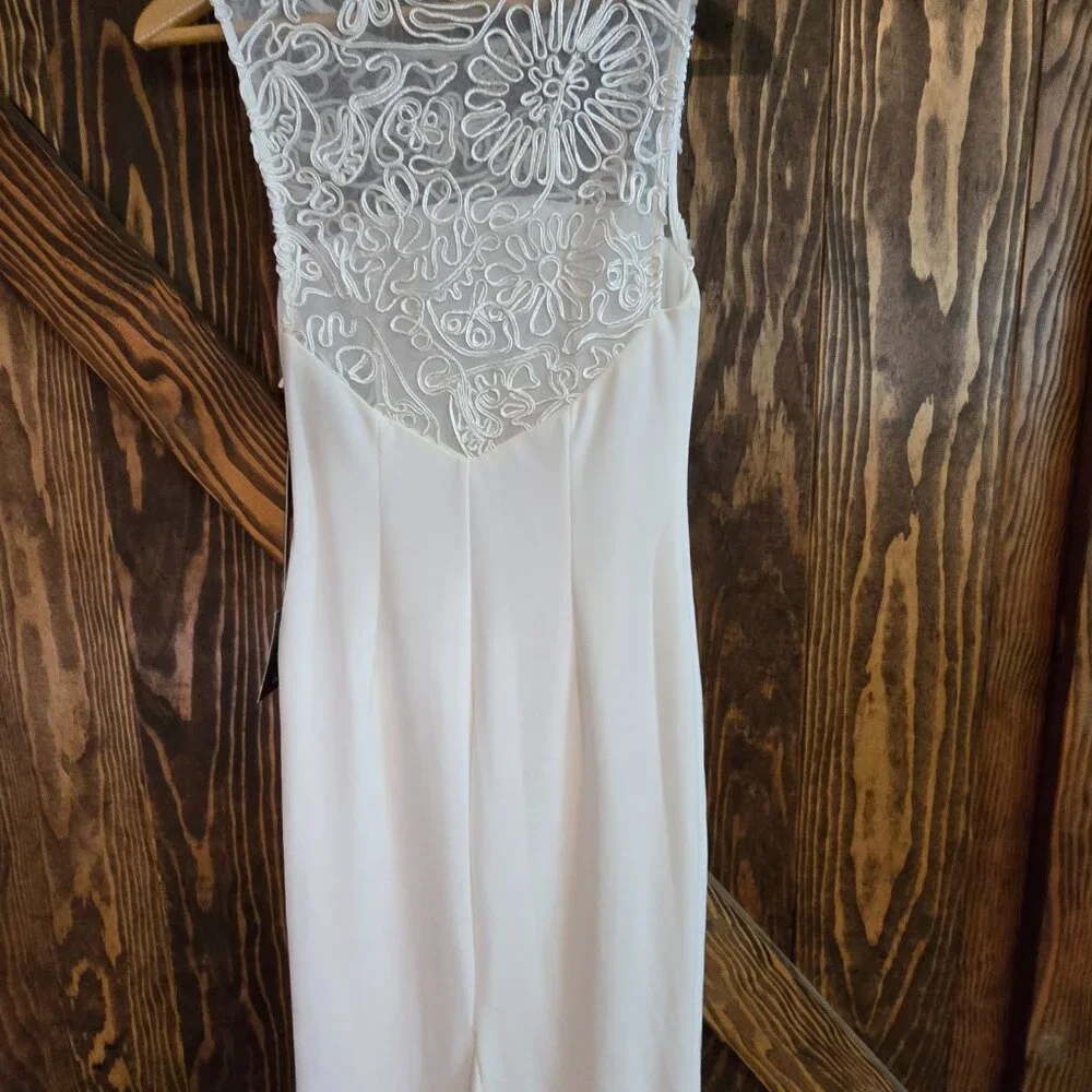 Lulus White Lace-Detail Sleeveless Sheath Wedding Dress XS Elegant Bridal Gown - Picture 2 of 12